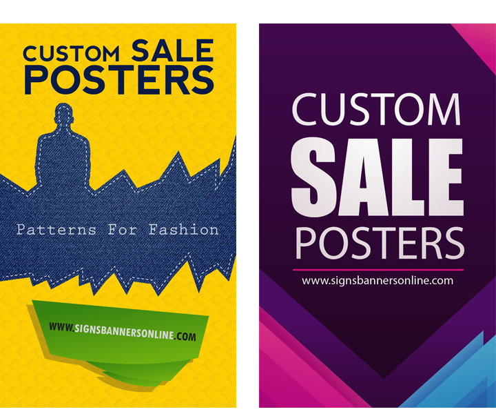 Custom Posters for Window Display Mixing Font sizes and Color diagonals for effect.