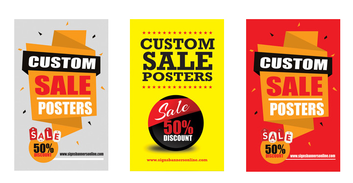 Custom Sale Posters three versions Red Yellow White