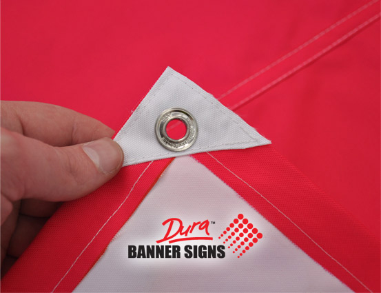 Grommets used on a banner