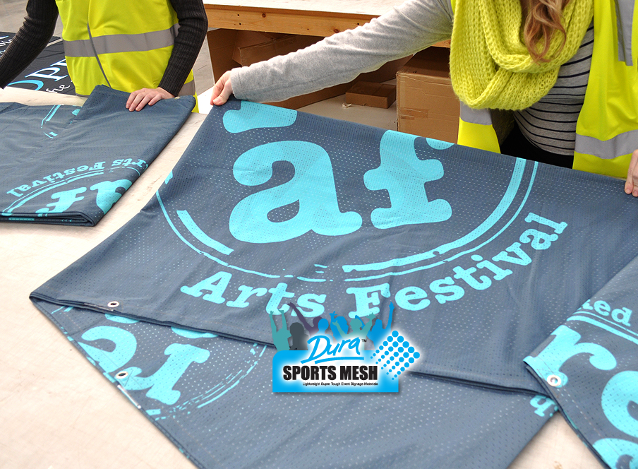 Arts Festival sign banners for covering the perimeter fencing and inside the festival precincts.