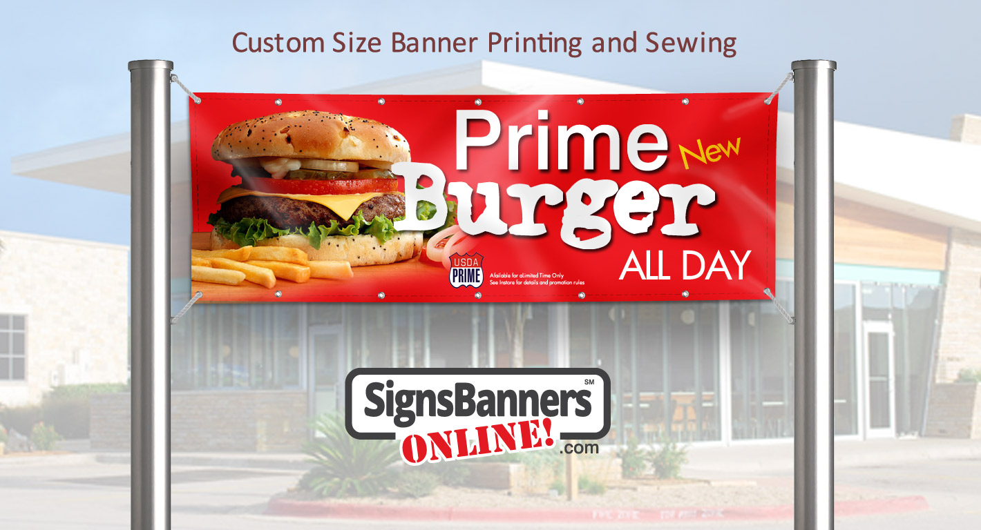 Custom size banner printing made to suit between poles