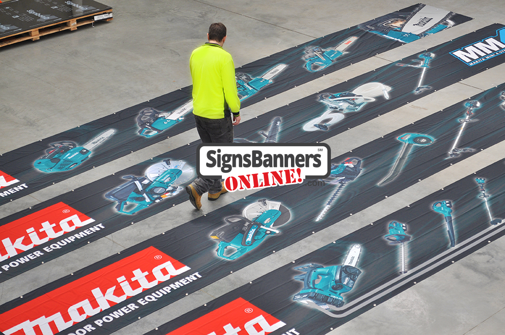 Makita choose Signs Banners Online for their banner runners as used at displays because the material is superior, cheaper and can be re-used. Look at the superb colors DyeSub facilitates.