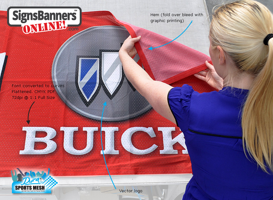 Design your banner signs with fold over bleed. The fonts on this banner sign and logo have been converted to curves, rasterize and flatten save as pdf