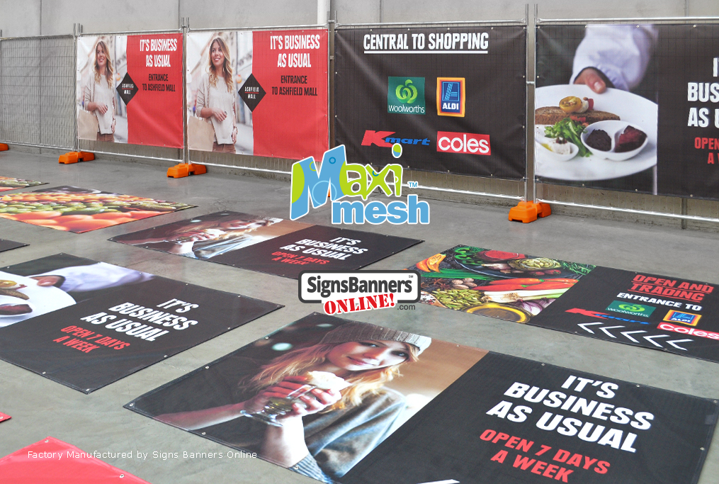 Mesh Banners with printed graphics - looking left