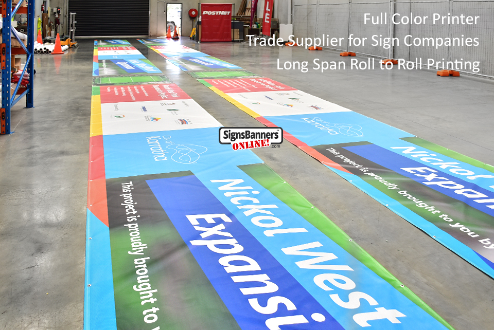 Left view of Long Span Roll to Roll Printing. Genuine Trade Printers.