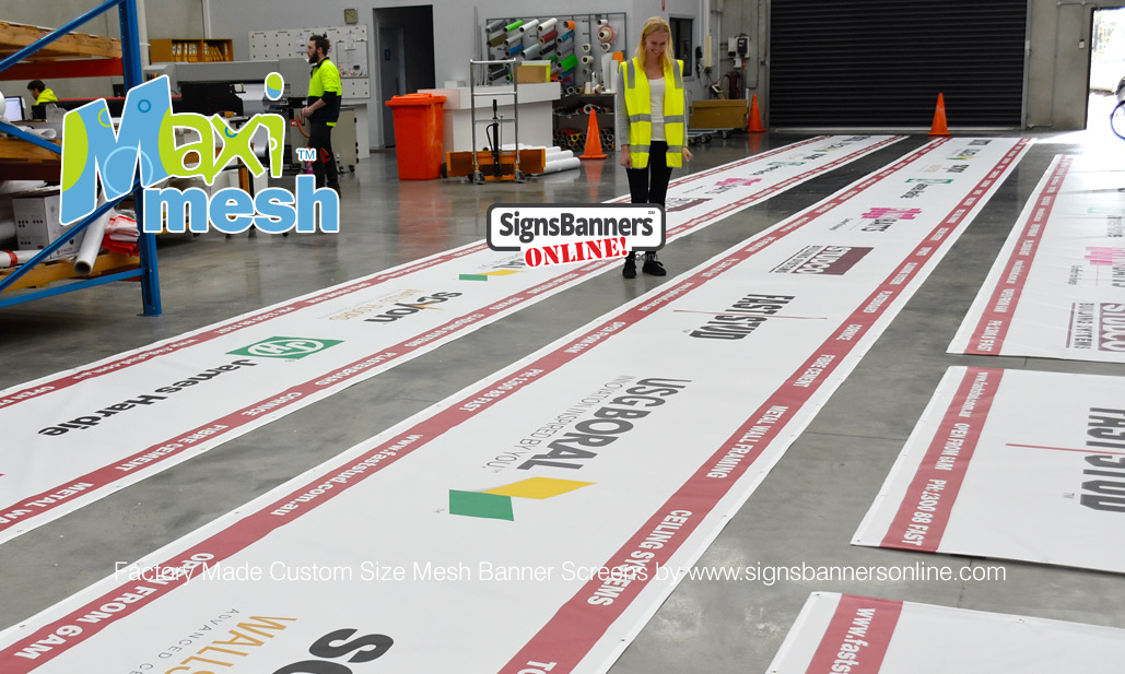 Now available, the printed mesh banner roll for the building industry in cut to length sizes