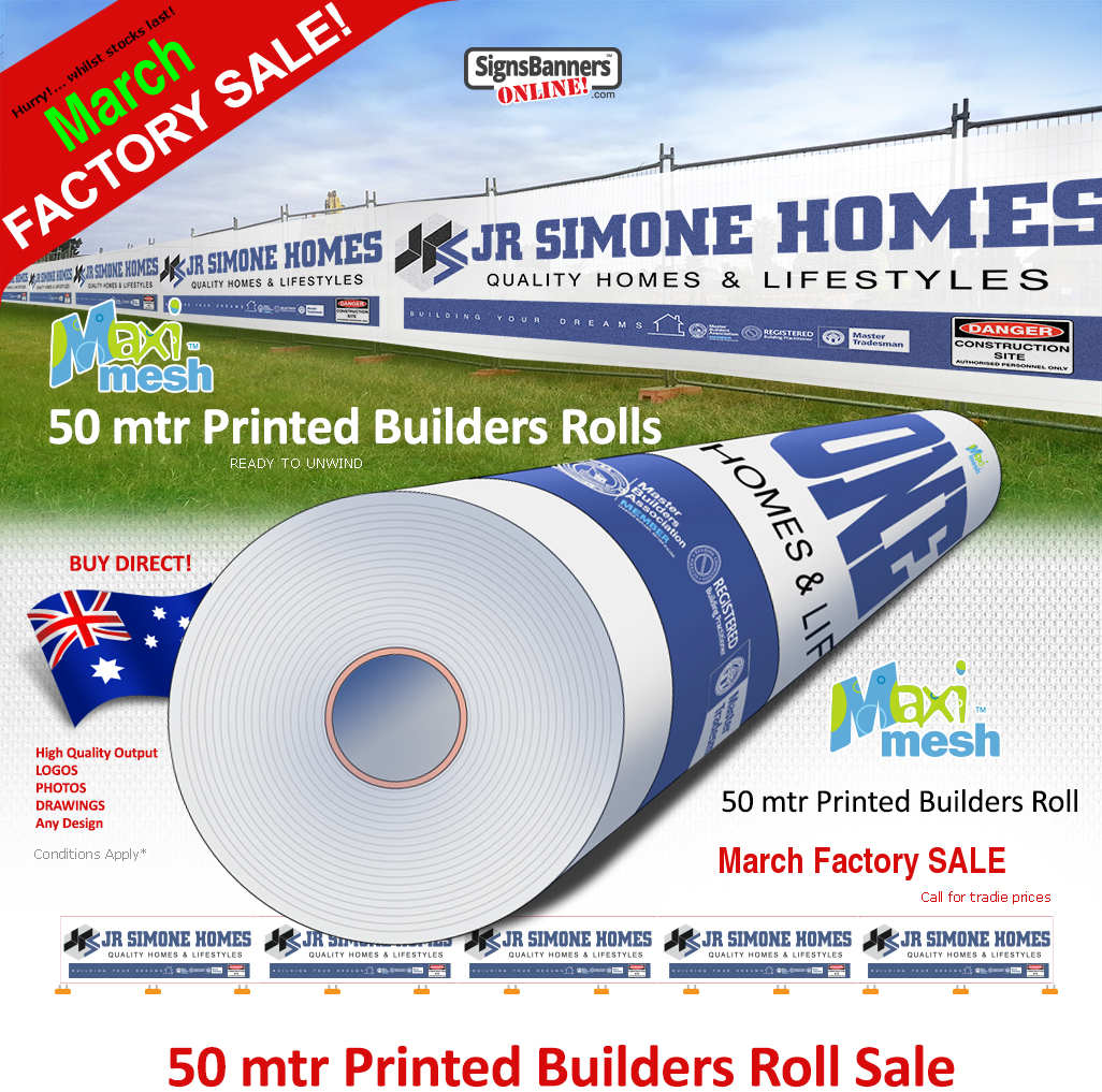 Sale Printed Builders Mesh Banner Signs for site screening and temporary fence hire