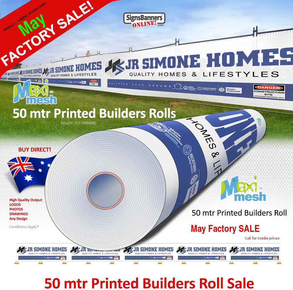 Sale Printed Builders Mesh Banner Signs for site screening and temporary fence hire