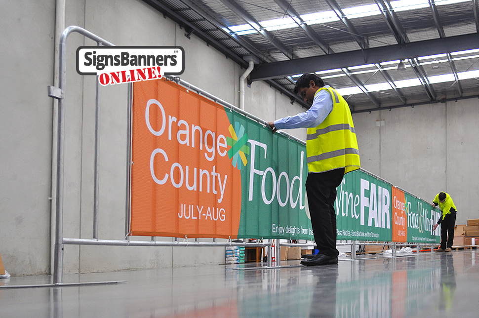 Event printing for management company Orange County California USA (printed event banners on barricades)