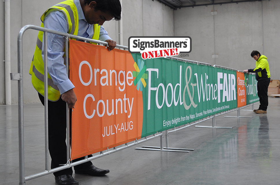 Checking the Orange County Fair event banners print in the factory pre ship