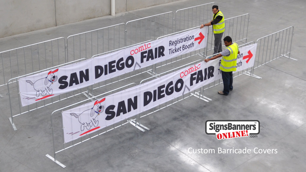 San Diego custom barricade covers being manufactured for comic fair