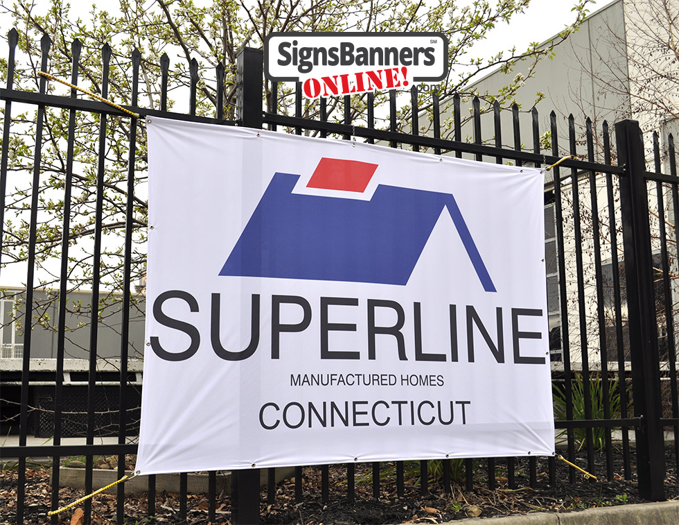 Superline contractor banner sign (roof design) fitted outside whilst at the construction site