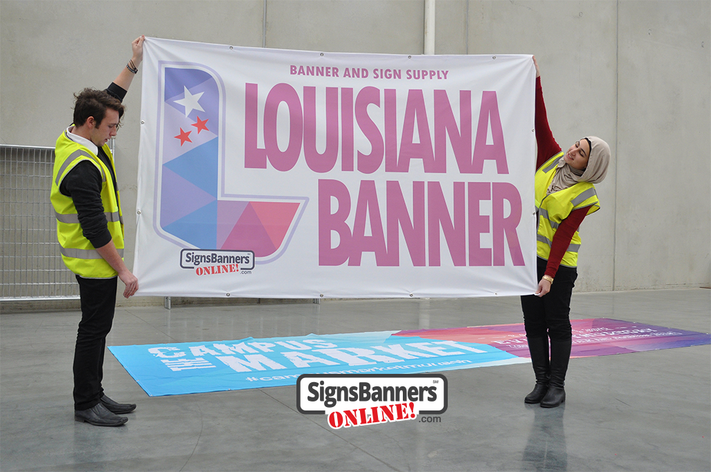 Louisiana Banner, people holding the Louisiana Banner