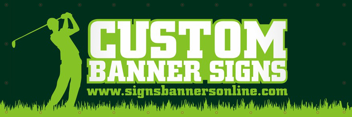 Custom Banner Signs. Entrance Banner Sign for golf range.