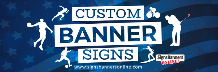 Custom Banner Signs. USA theme background on this big banner for all states.