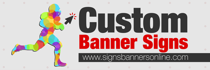 Custom Banner Signs.  Fantastic introduction of color and the banner sign really impacts on the viewer.
