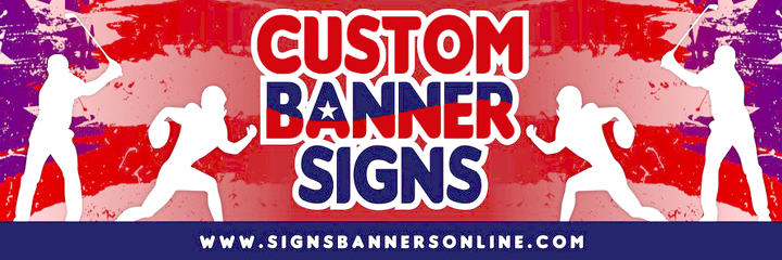 Custom Banner Signs The back is grunge style with the faded flag..