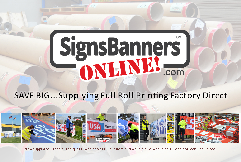 Sign Factory now supplies full printed banner rolls for wholesale reseller and factory buyers of printed banner signage in USA