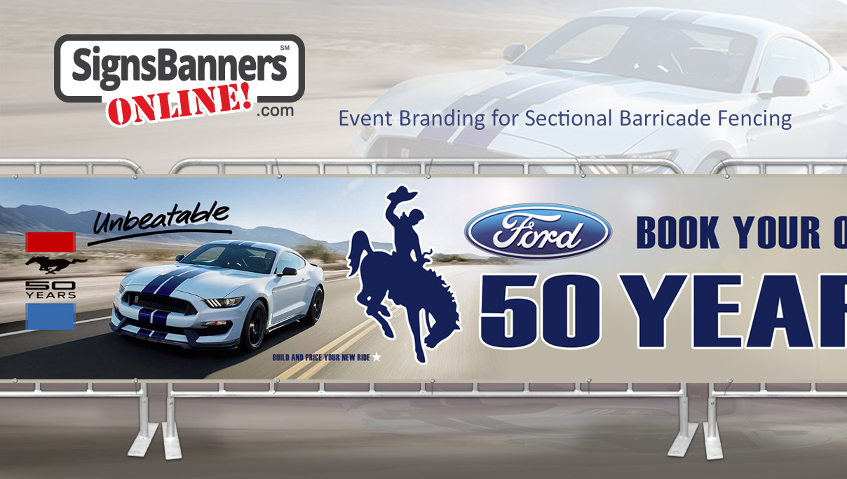 Event branding for sectional barricade fencing as used at fairs and festivals