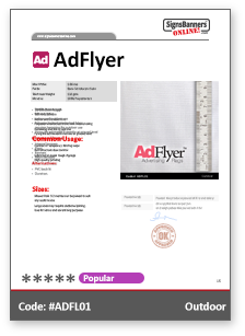 AdFlyer Material Data Sheet