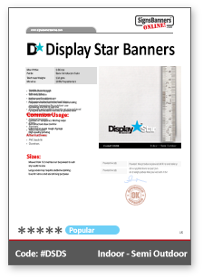 Display Start Banners Material Data Sheet