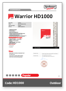 Warrior HD1000 Material Data Sheet