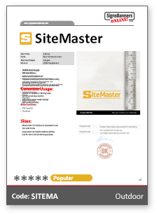 SiteMaster Vinyl PVC Material Data Sheet