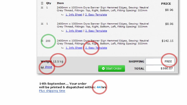 Handy features of the banner sign calculator.