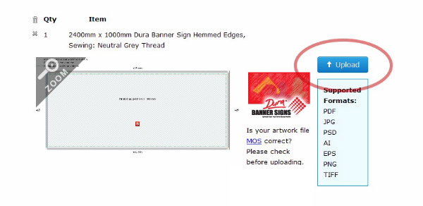 Upload Summary screen allows you to match your artwork design with your line item